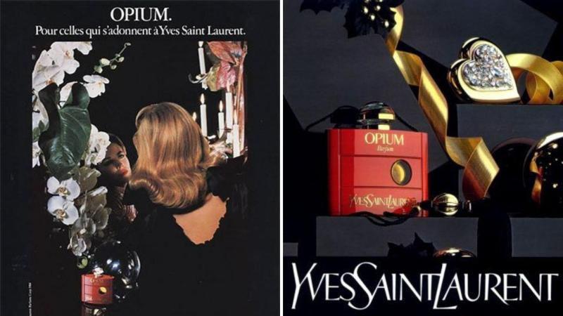 Parfém Opium Yves Saint Laurent - lahvička a plakát